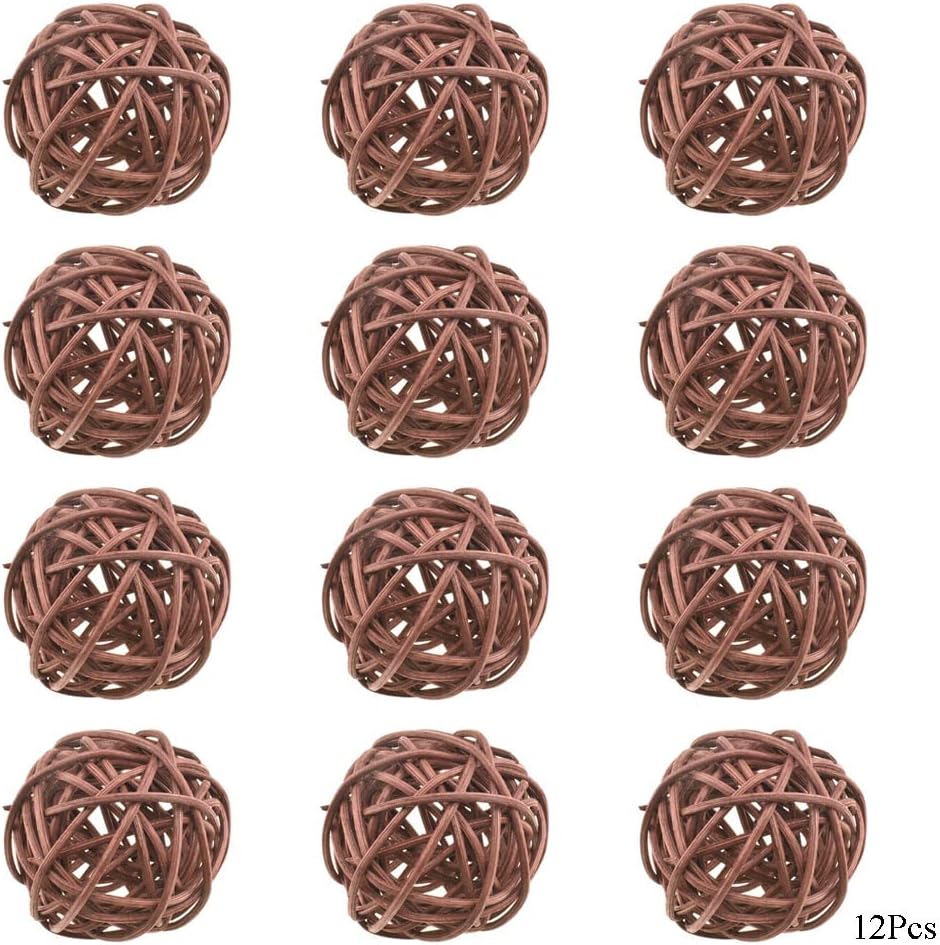 HAHIYO 50mm Wicker Rattan Balls 12PCS Brown Decor