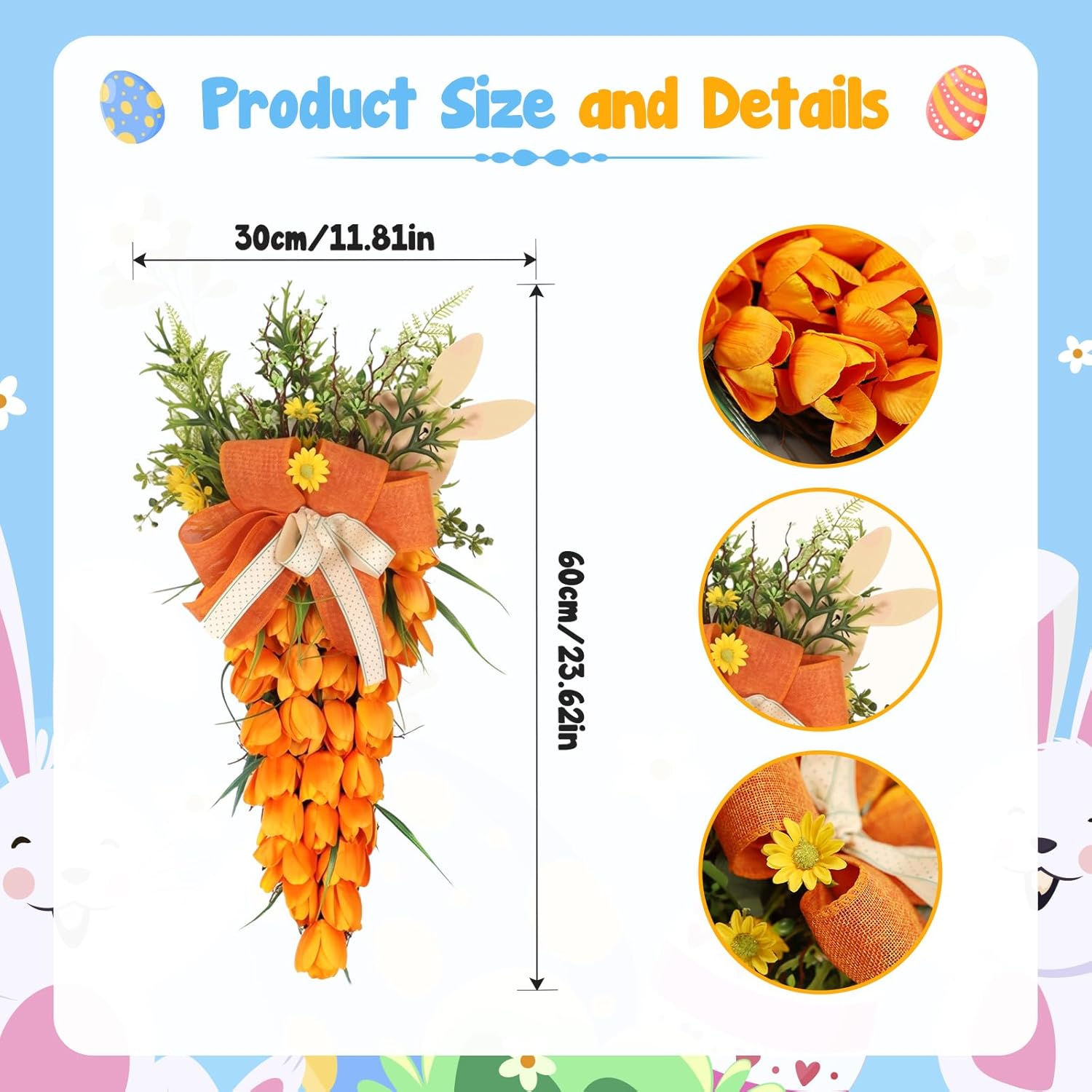 Easter Tulip Swag Decor with Bunny Handmade Wreath