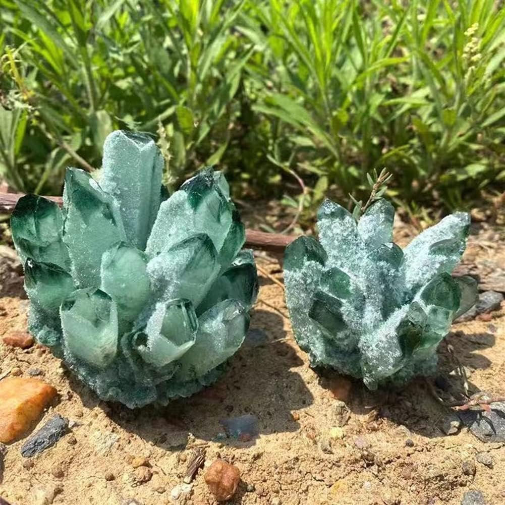 PEKMAR Green Ghost Phantom Quartz Crystal Cluster Home Decor