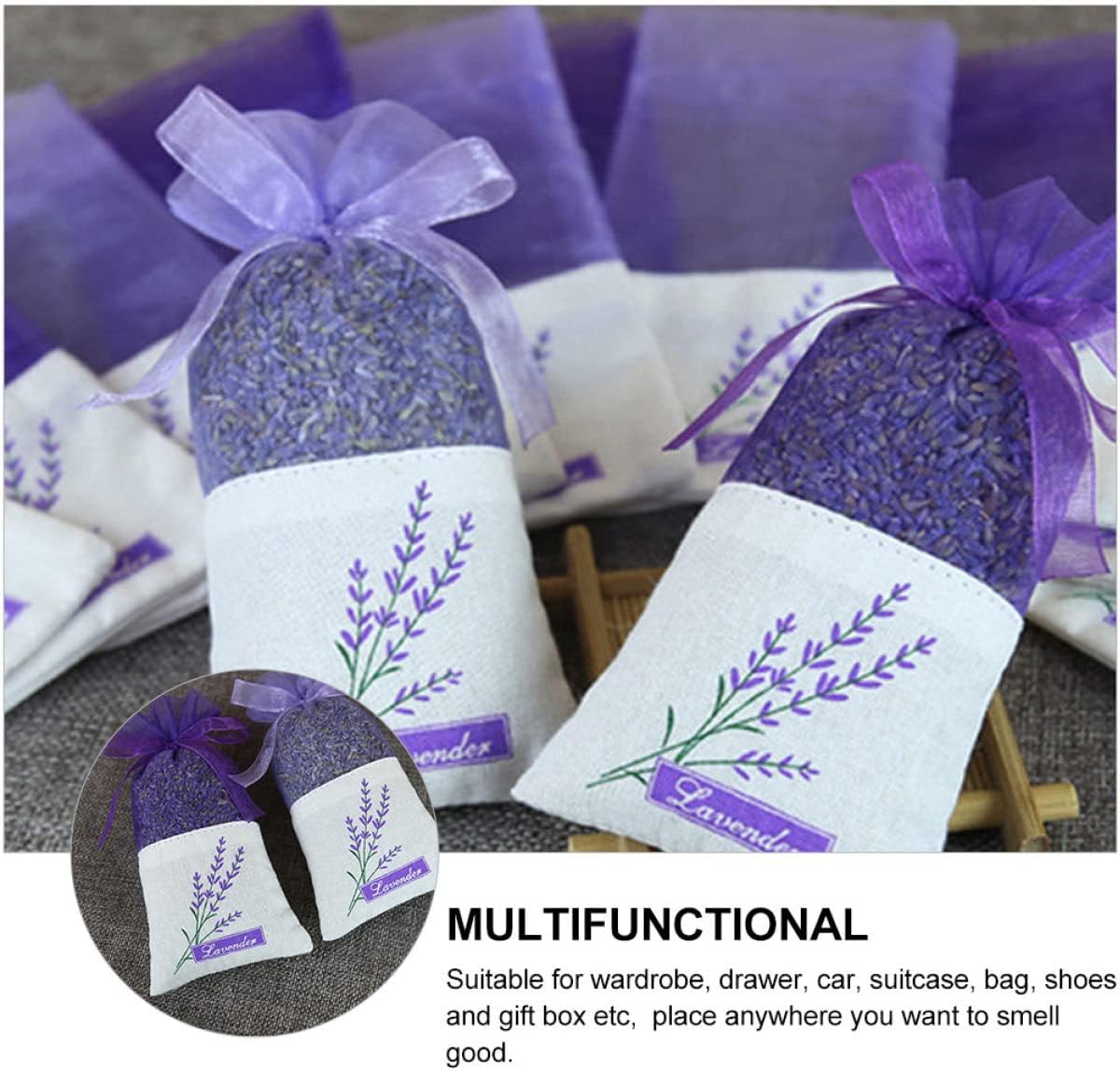 COHEALI 22Pcs Lavender Sachet Bags Empty Organza Pouches with Ribbon
