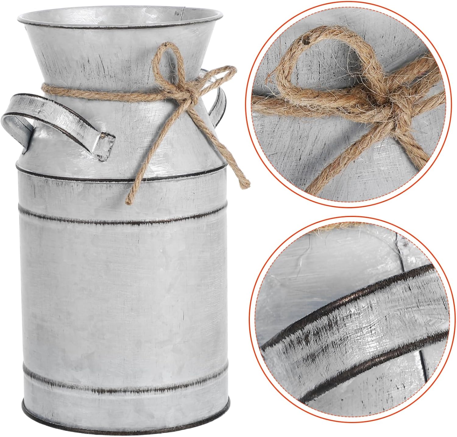 Rustic Metal Jug Vase for Flowers and Decor