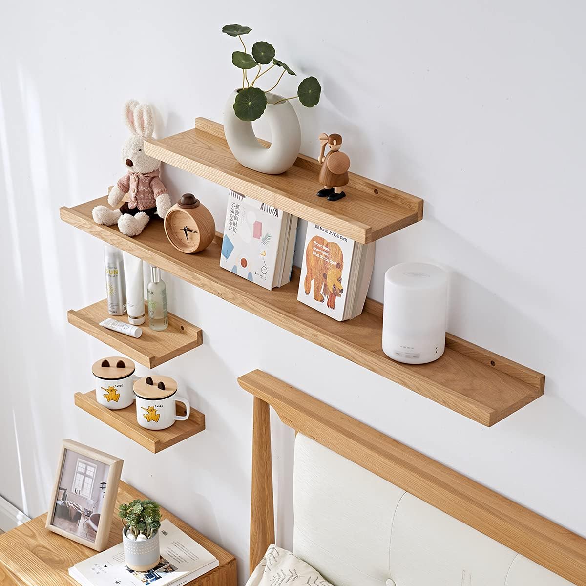 Treoakwis Oak Floating Shelves Wall Mount Display