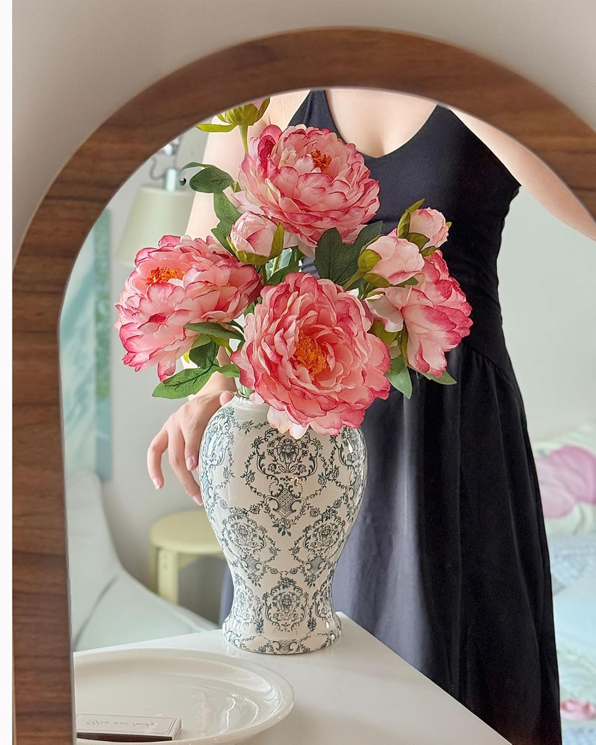 Vintage Chinoiserie Ginger Jar Ceramic Vase 1