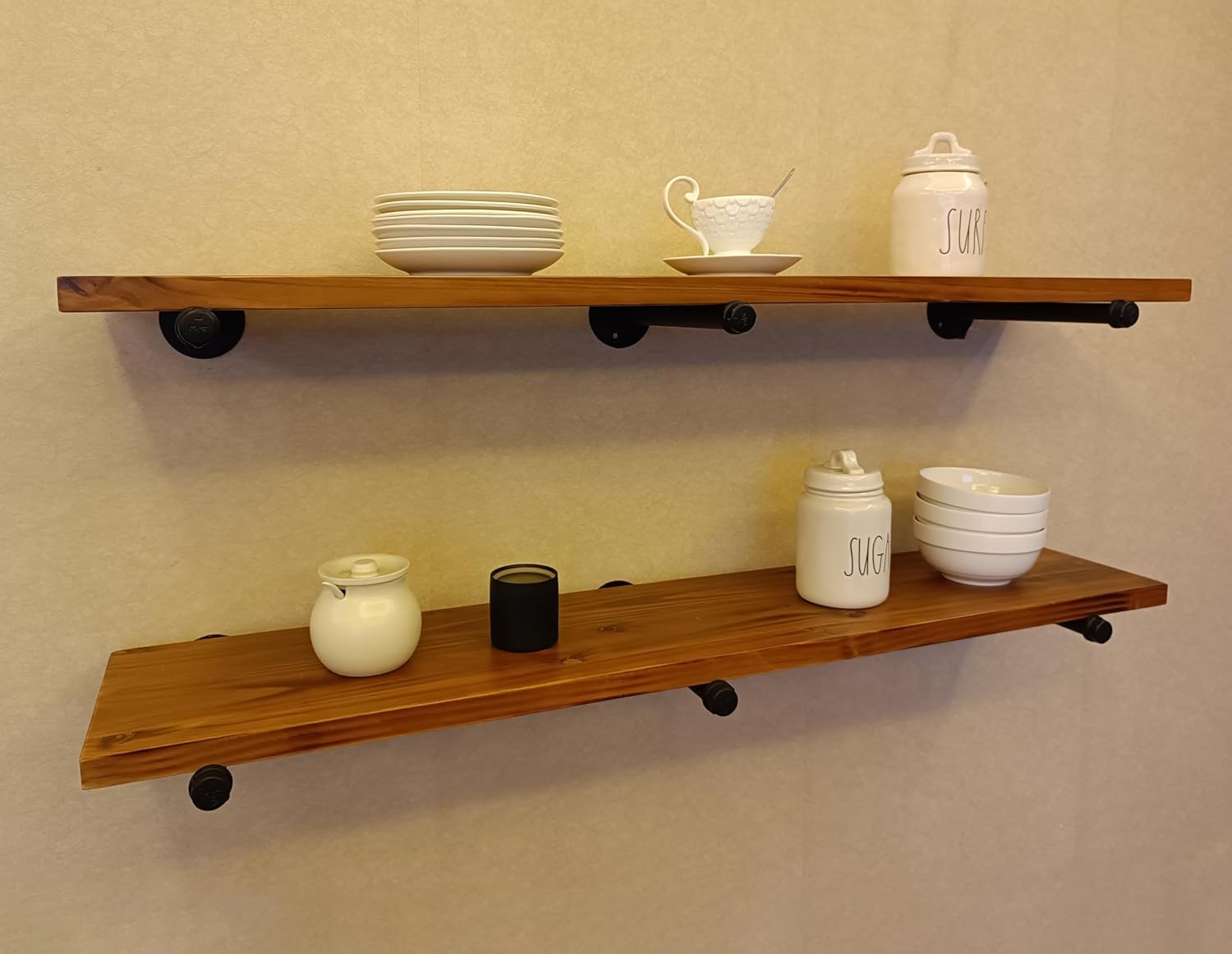 Industrial Pipe Wall Wood Shelves 48 Brown 12 Thick