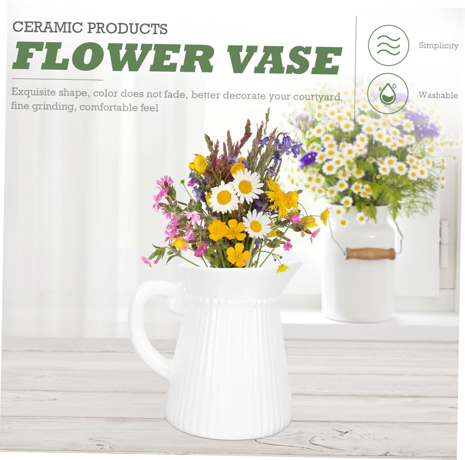 Unomor Ceramic Kettle Flower Vase Modern Decor