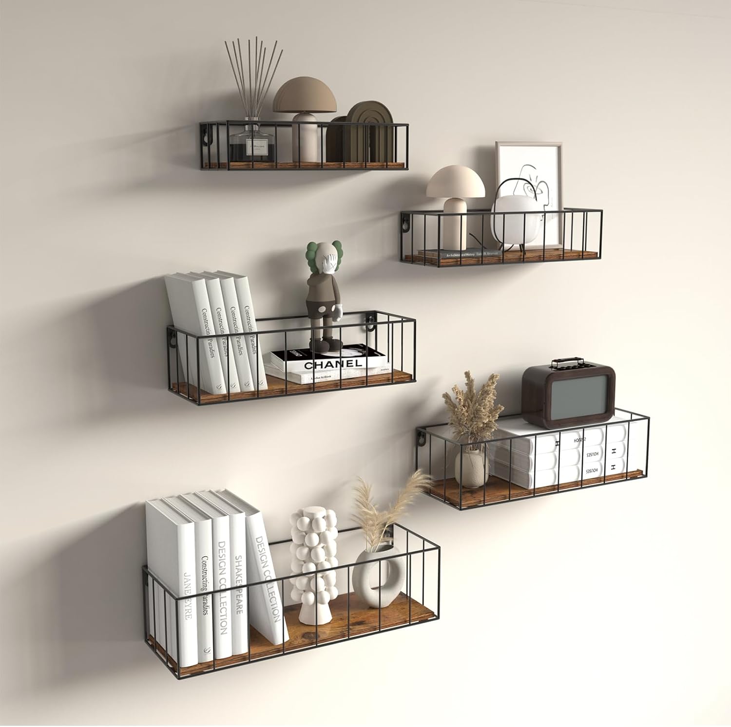 CRUGLA Floating Shelves Wall Mounted Set of 5