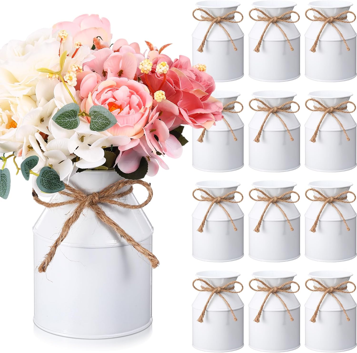 Domensi 12 Pcs Farmhouse Metal Flower Vase Decor