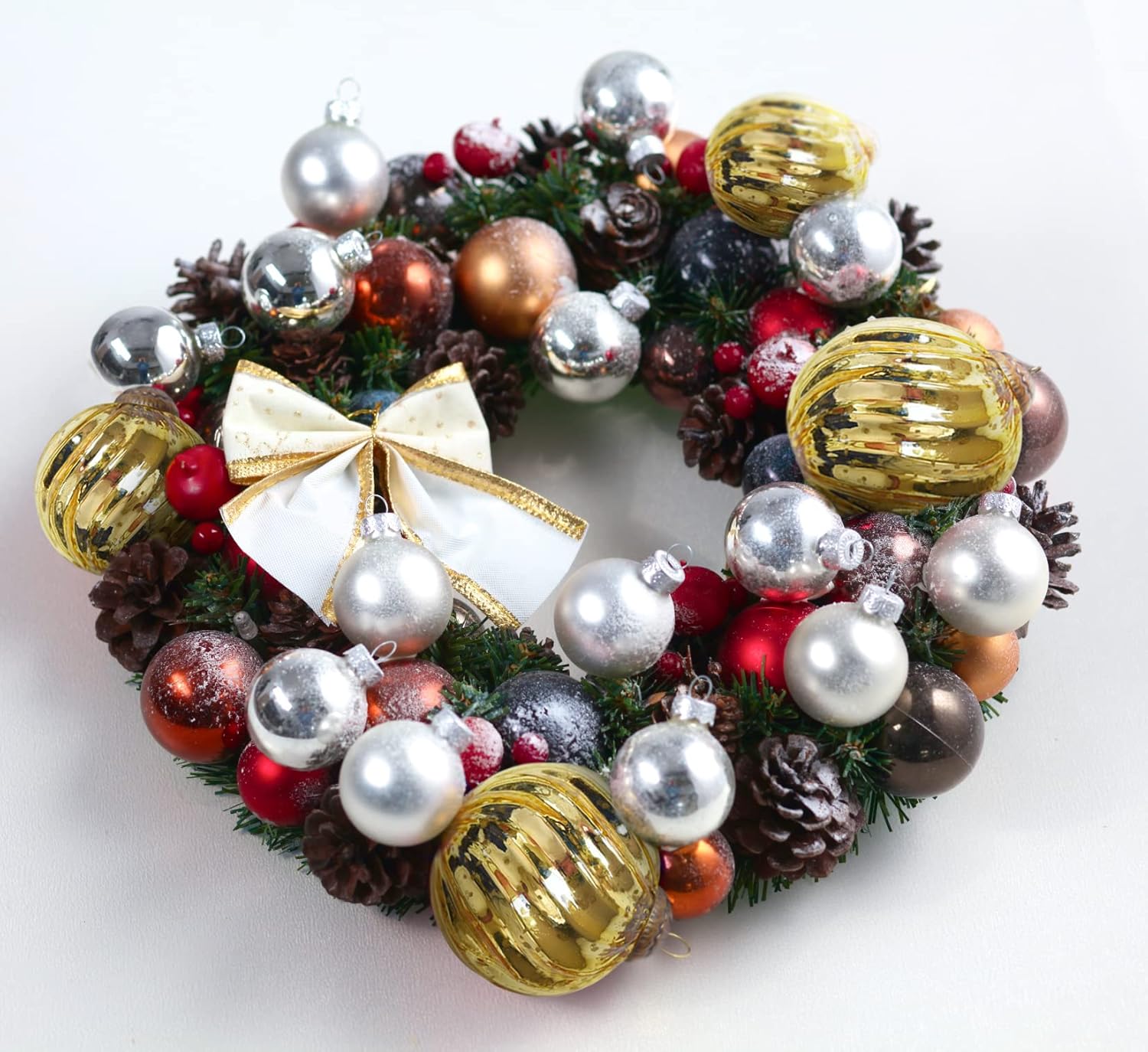 Set of 4 Gold Mercury Glass Ornaments 315 Inch Classic Twist Ball