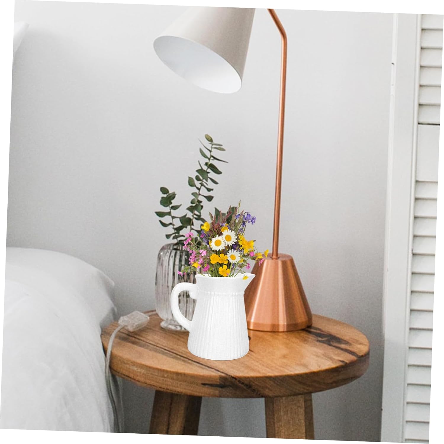 Flower Decor Kettle Shaped Ceramic Vase for Home Office
