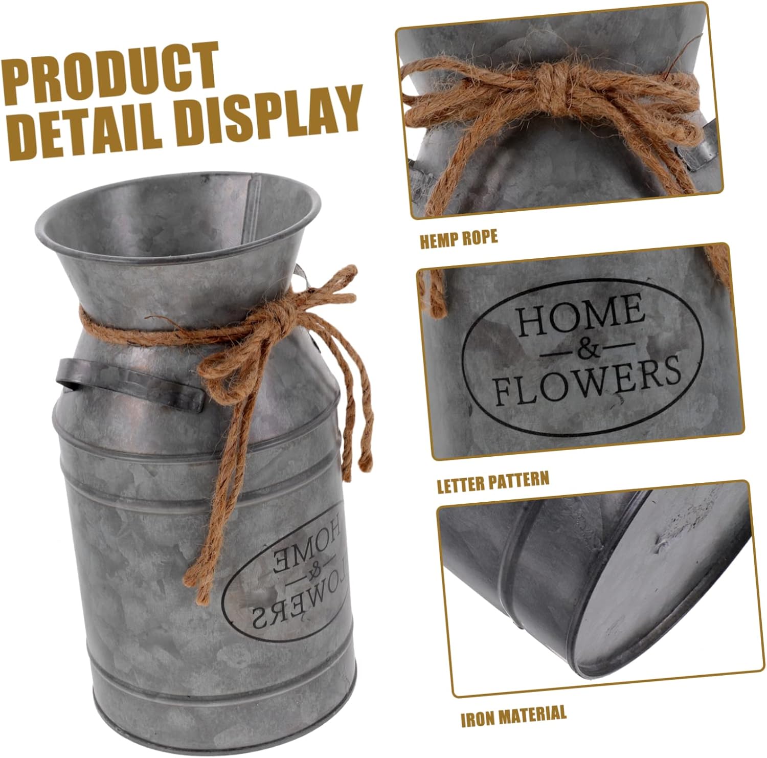 Rustic Iron Flower Bucket for Home and Office Decor