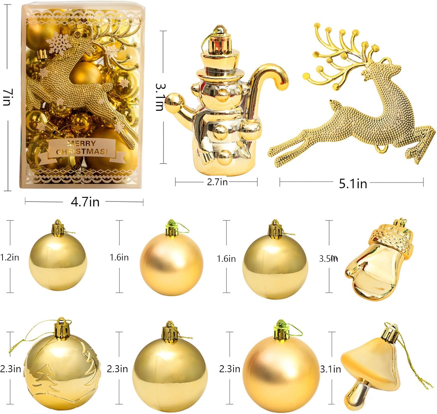 Shatterproof Christmas Tree Ornaments with Colorful Designs