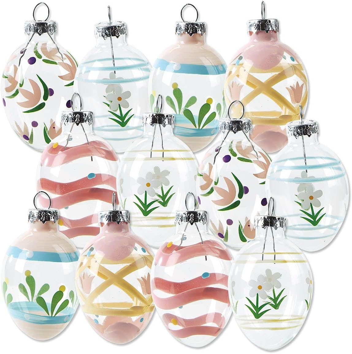 Lillian Vernon Hand Painted Blown Glass Easter Ornaments - 12 Piece Assorted Set