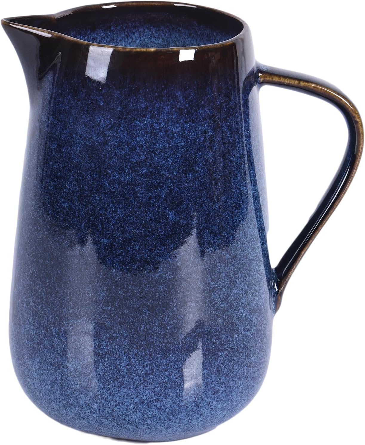 Blue Ceramic Pitcher Vase with Handle