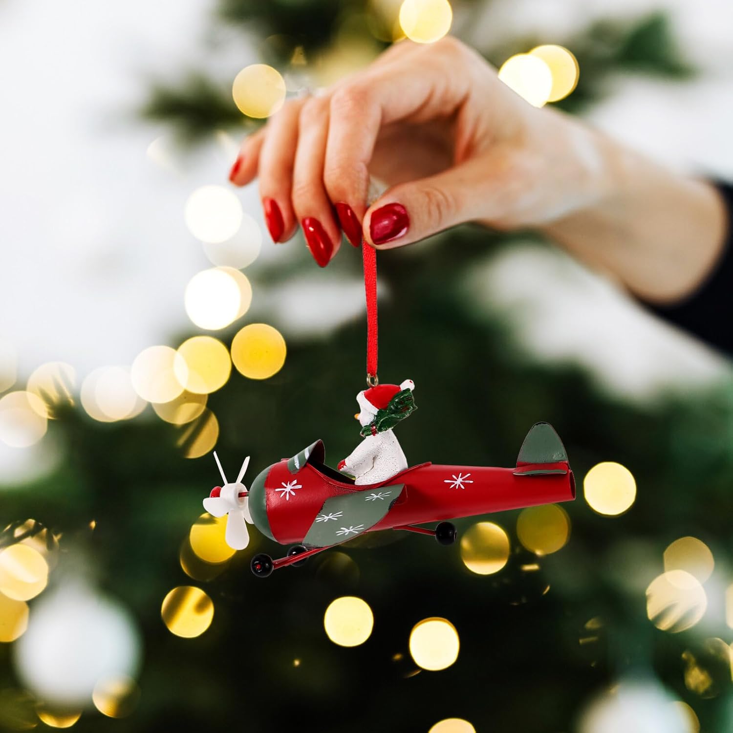 PRETYZOOM Funny Santa Airplane Ornament Christmas Tree Decoration