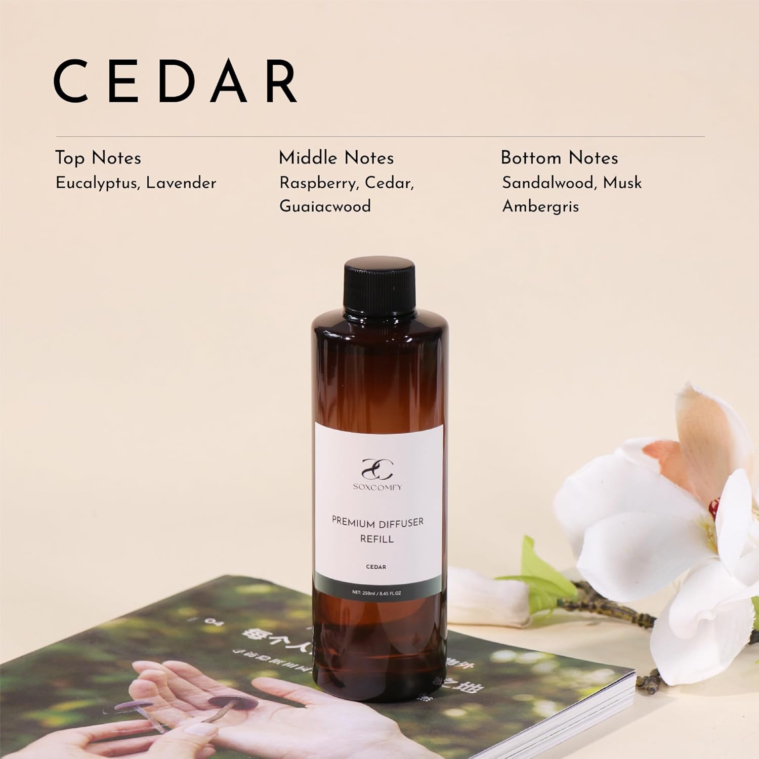 SOXCOMFY Cedar Diffuser Oil 845 Floz Luxury Home Fragrance