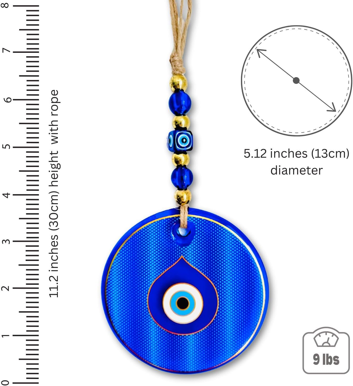 Gold Dotted Blue Evil Eye Suncather Hanging Decor