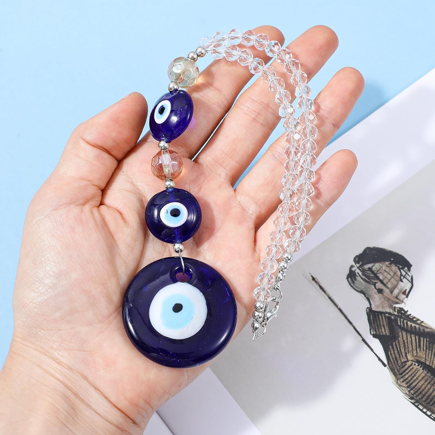 Evil Eye Car Charm Hanging Ornament Blue Round Shape