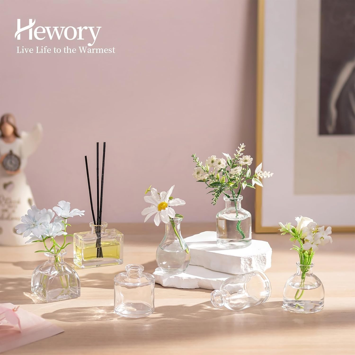 Hewory Mini Bud Vases Set 28pcs for Centerpieces
