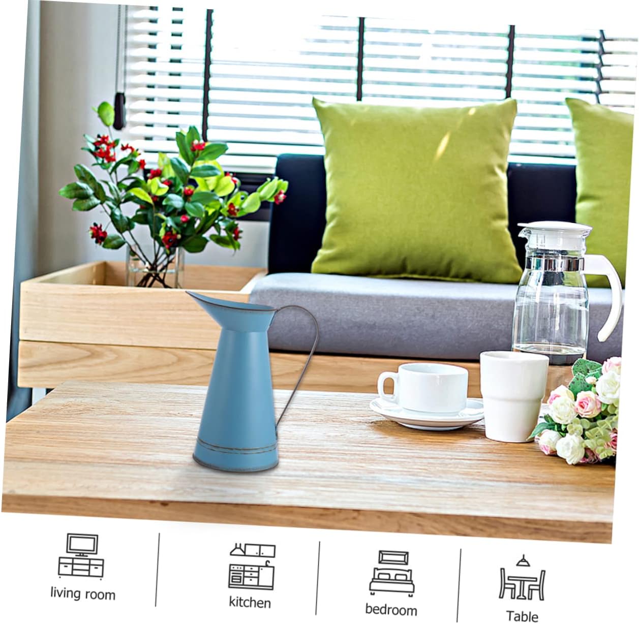 Unomor 2pcs Retro Metal Flower Vase with Bucket Pot Design