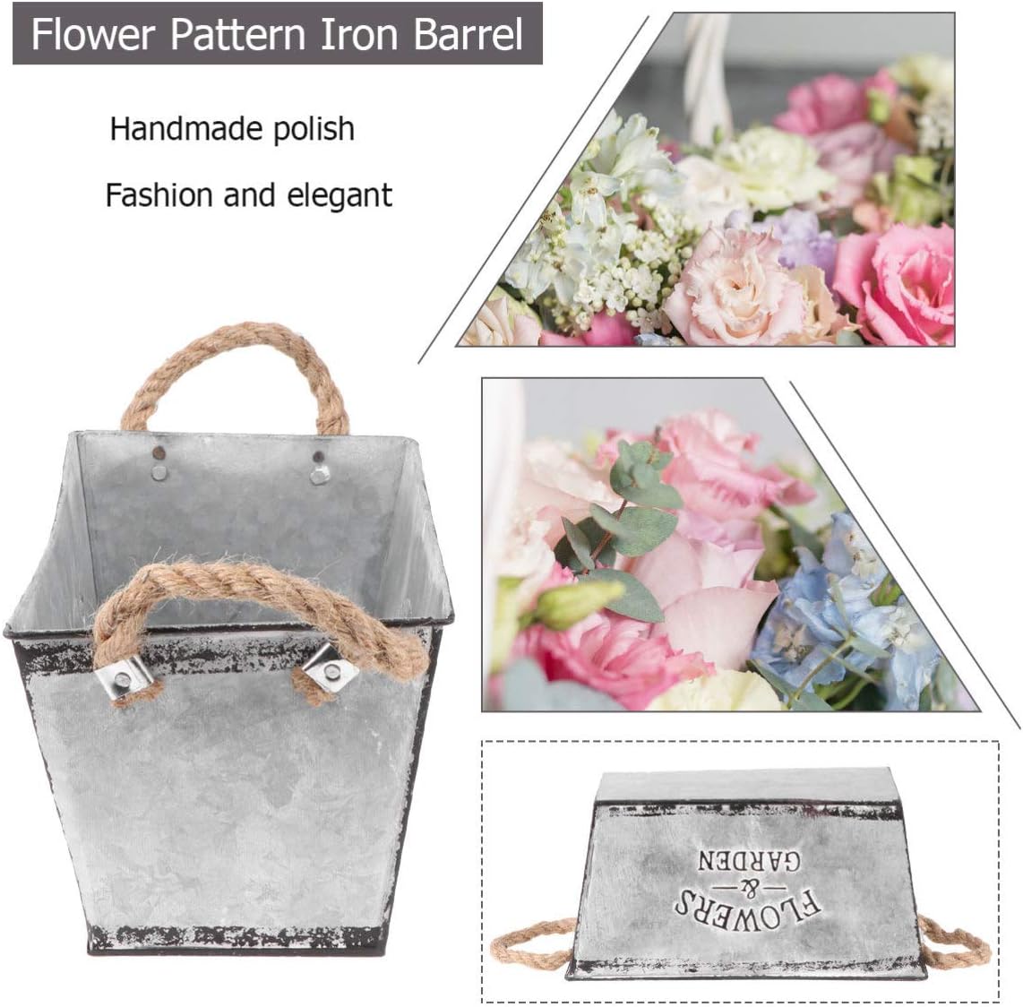 Wakauto Bucket Iron Vase for Dried Flowers
