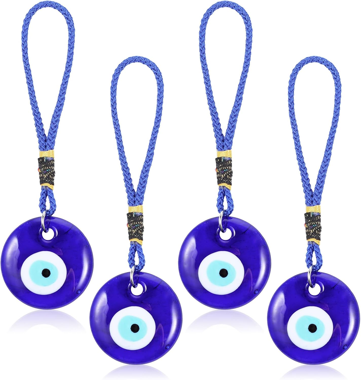 4 Pcs Blue Evil Eye Glass Hanging Pendant for Good Luck Protection