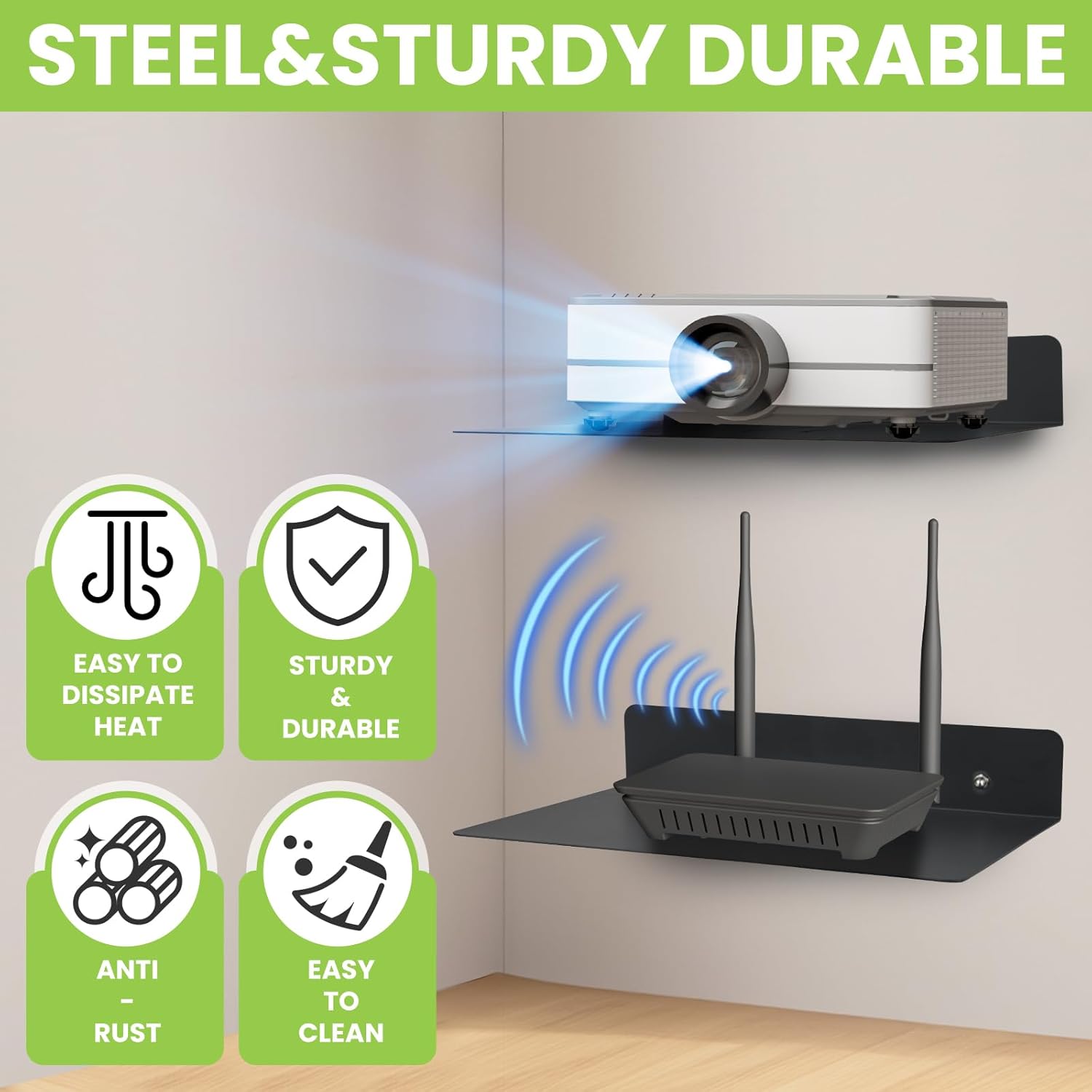 Steel Floating Shelves for Wall Black 906x689 in
