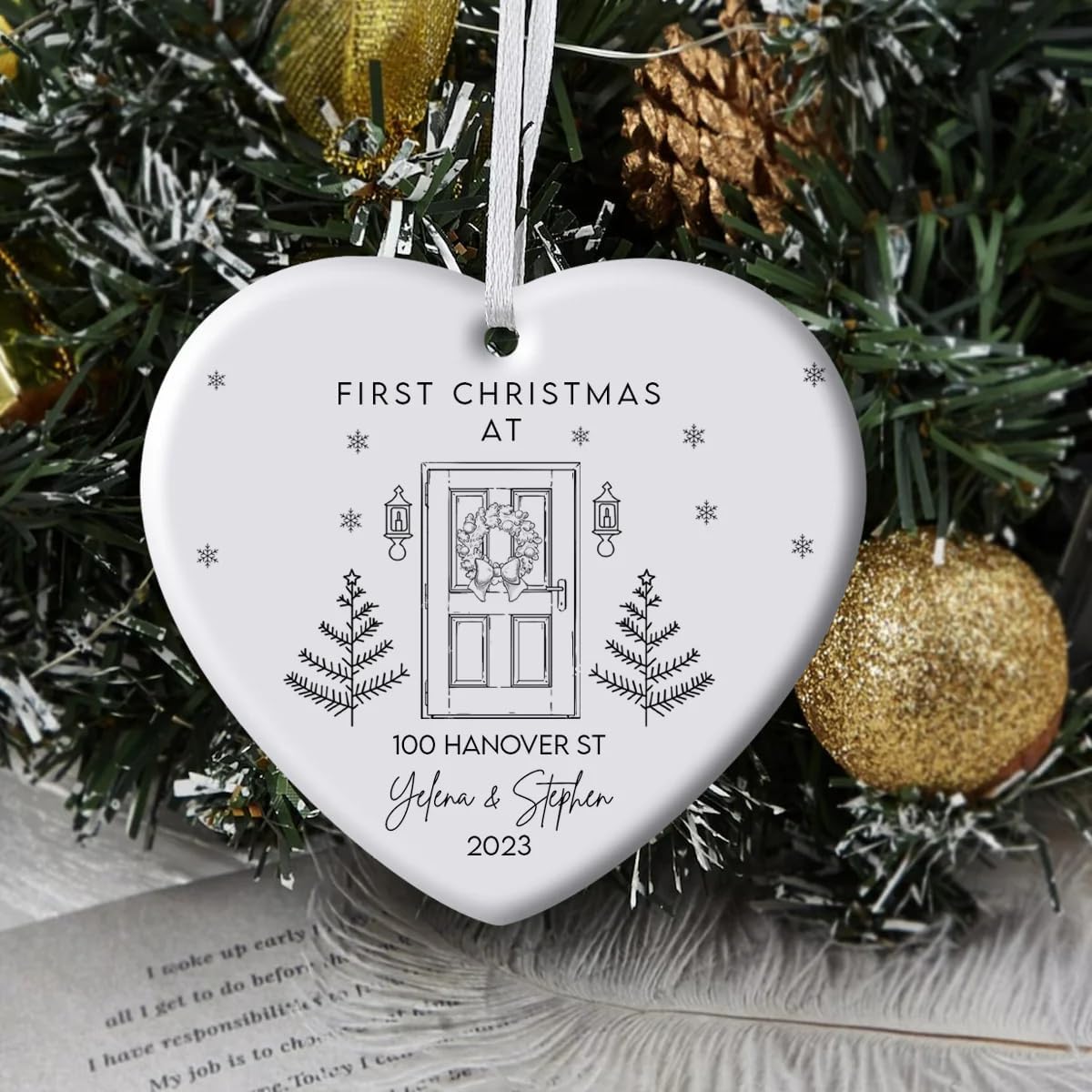 First Christmas Custom Name and Address Personalized Ornament