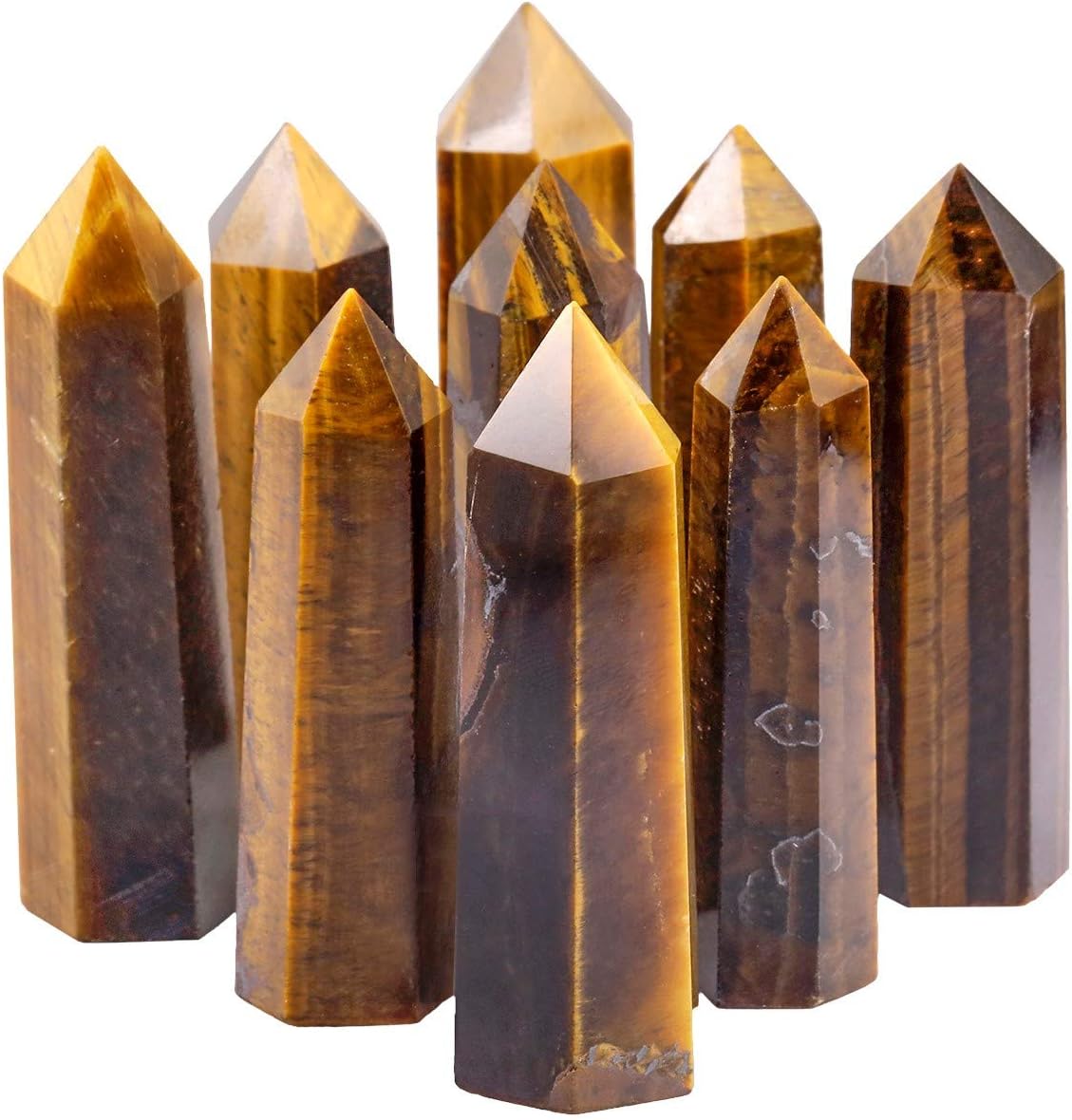 Rockcloud 3 Healing Crystal Wands Set Lapis Lazuli Tiger Eye Black Obsidian