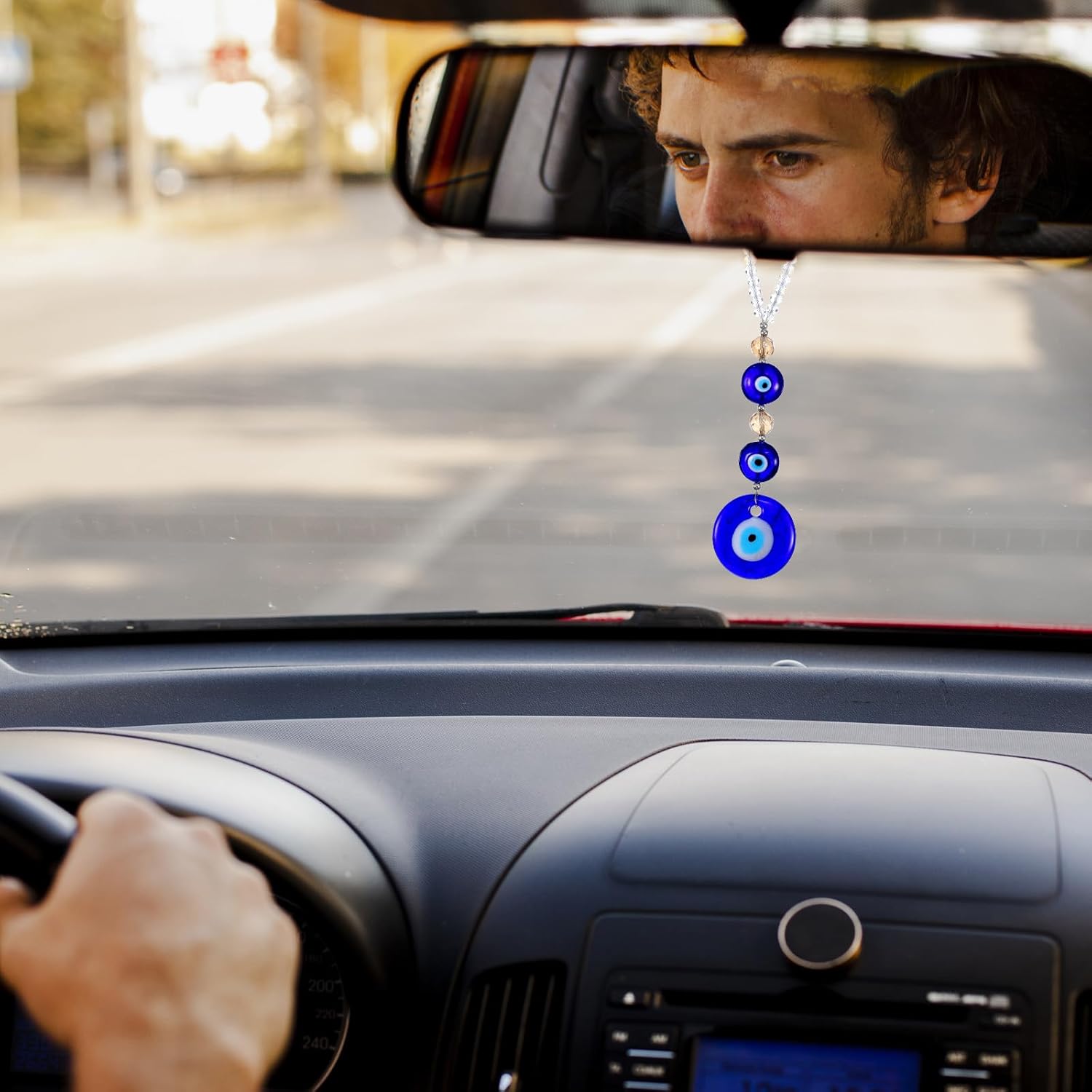 Evil Eye Car Charm Hanging Ornament Blue Round Shape