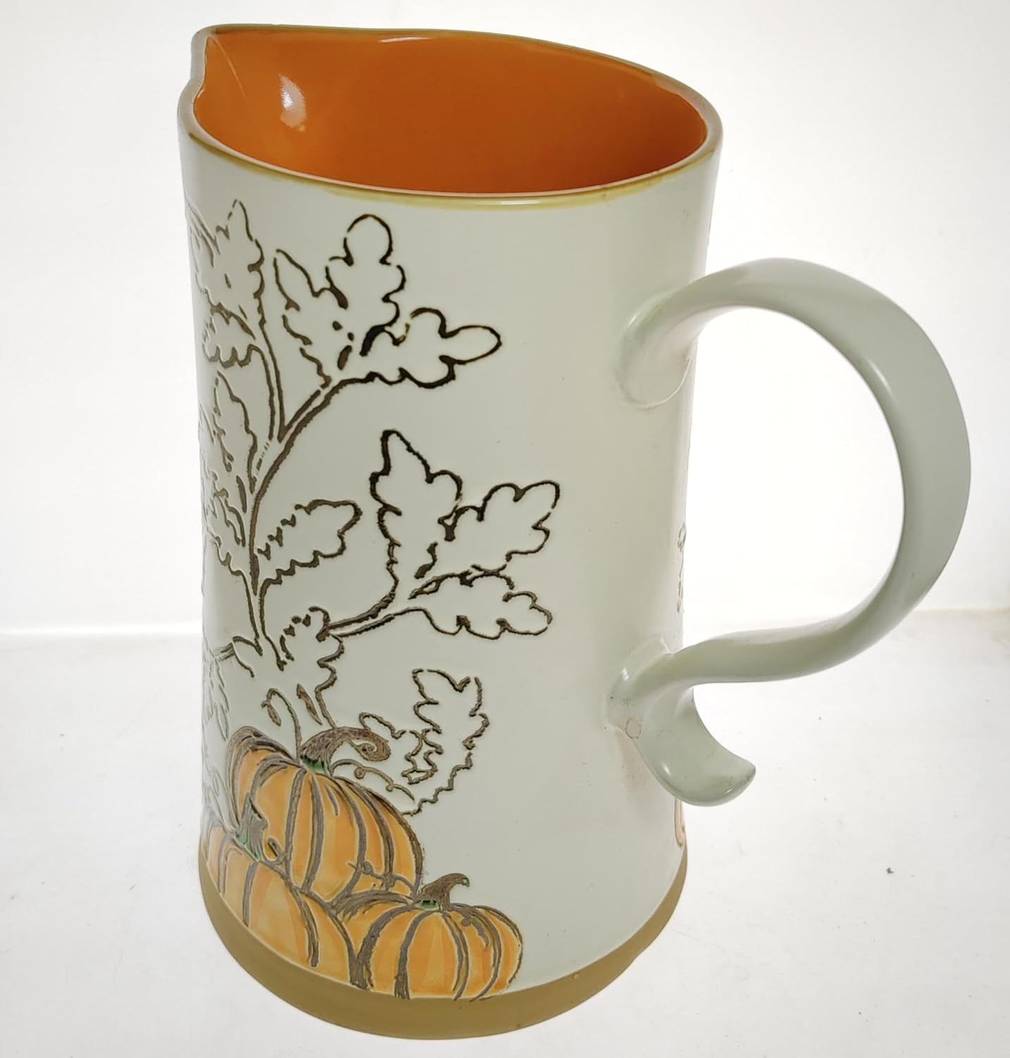 Big Decorative Ceramic Pitcher Vase with Pumpkin Design