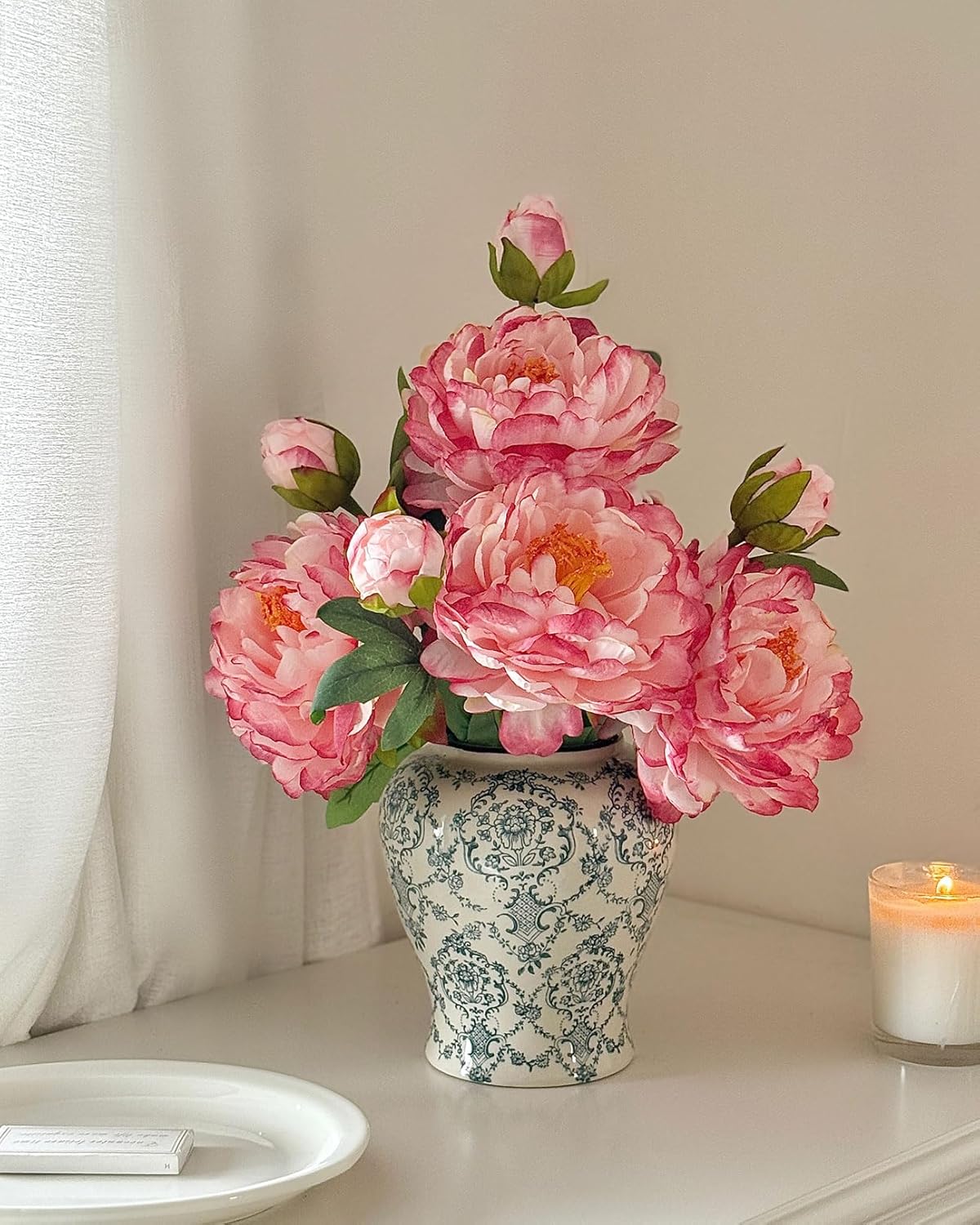 Vintage Chinoiserie Ginger Jar Ceramic Vase