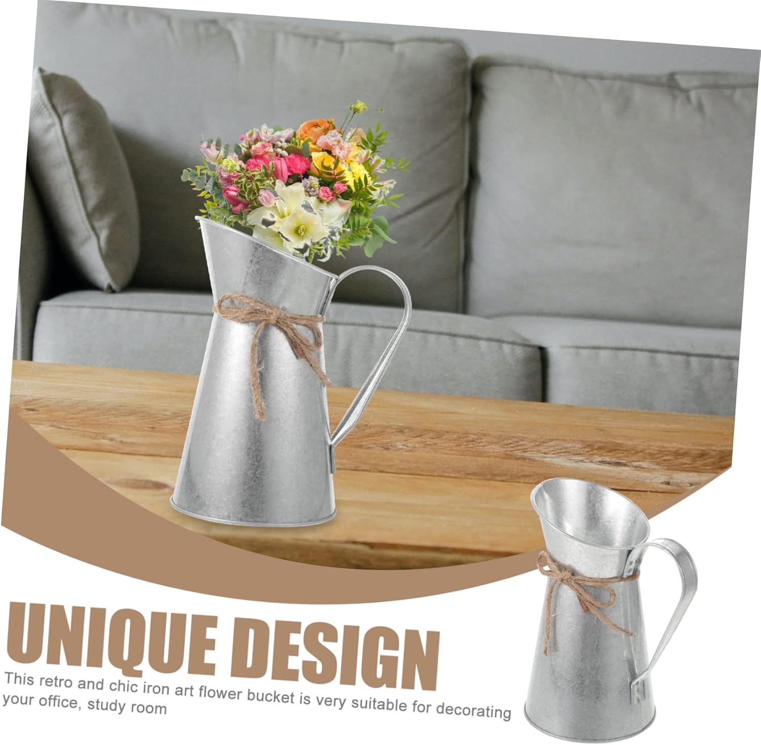 Retro European-Style Dried Flower Iron Bucket Decorative Vase