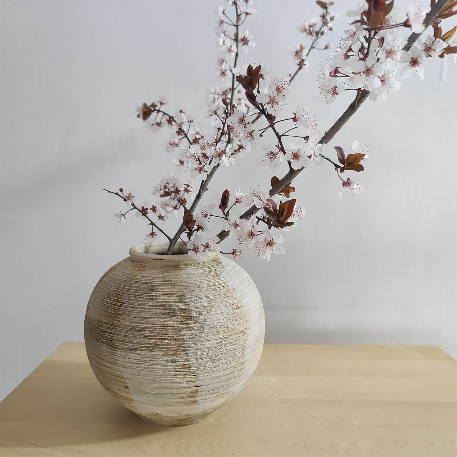 Rustic Ribbed Vase - 63 Inch Ceramic Farmhouse Decor
