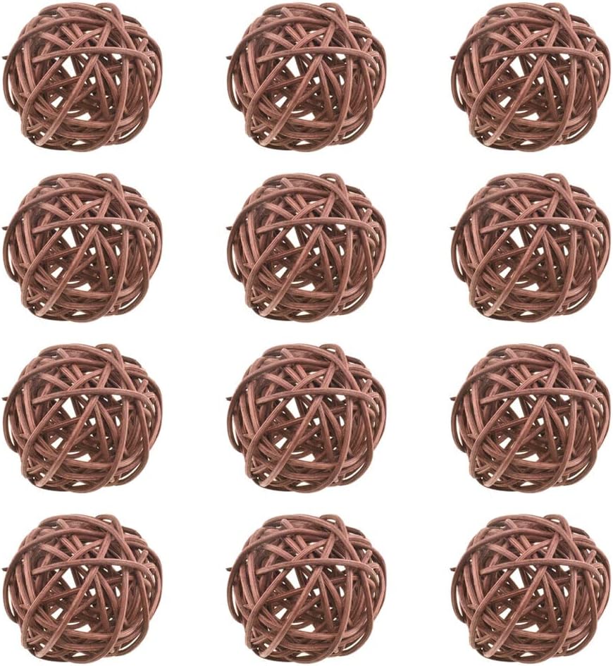 HAHIYO 50mm Wicker Rattan Balls 12PCS Brown Decor