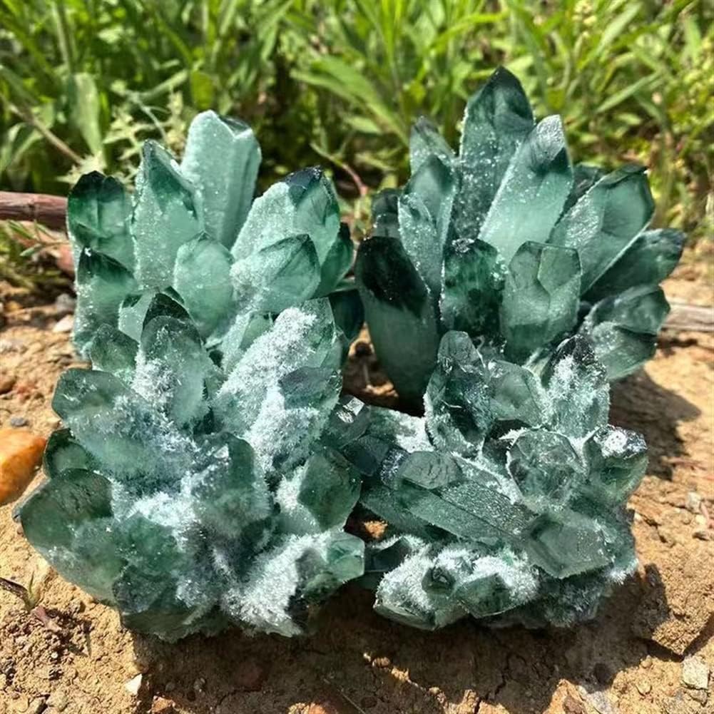 PEKMAR Green Ghost Phantom Quartz Crystal Cluster Home Decor