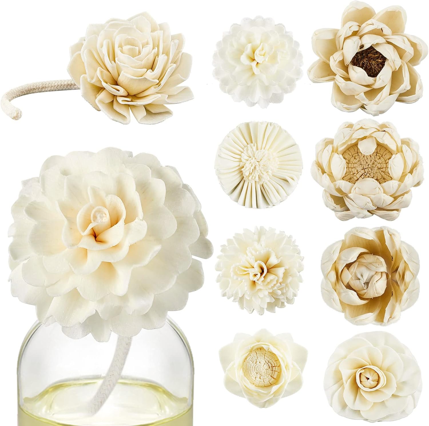 Waydress 15 Piece Reed Diffuser Flower Set with Rope