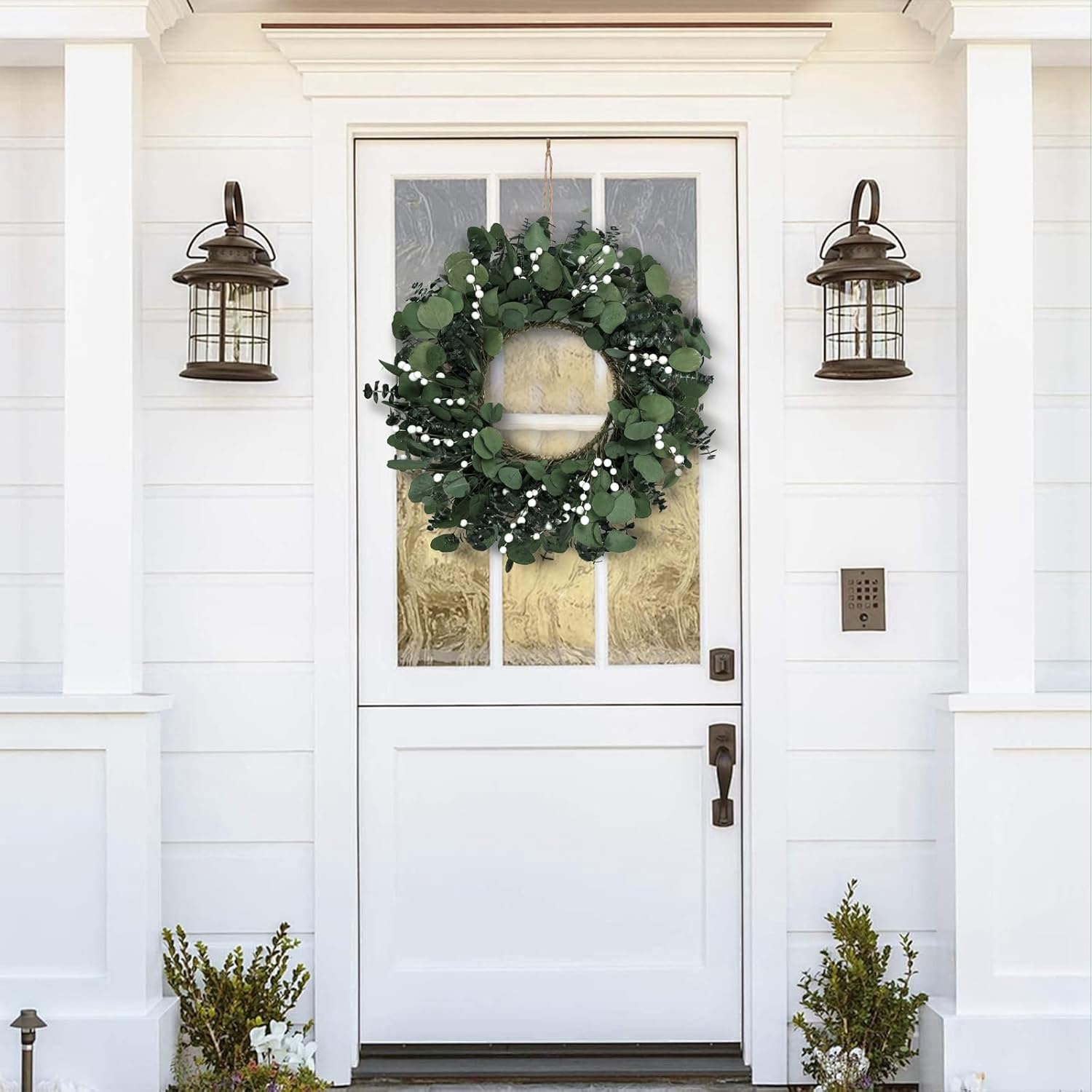 24 Inch Preserved Eucalyptus Wreath Green Decor