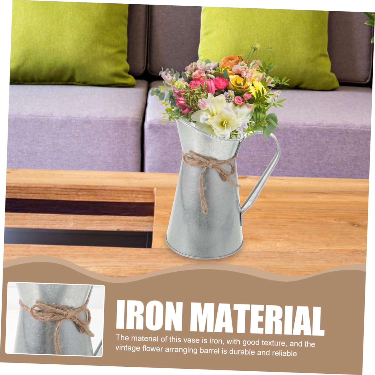 Retro European-Style Dried Flower Iron Bucket Decorative Vase