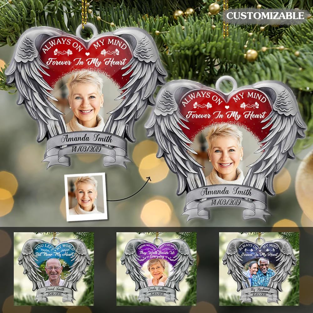 Angel Heart Wings Memorial Always On My Mind Personalized Ornament