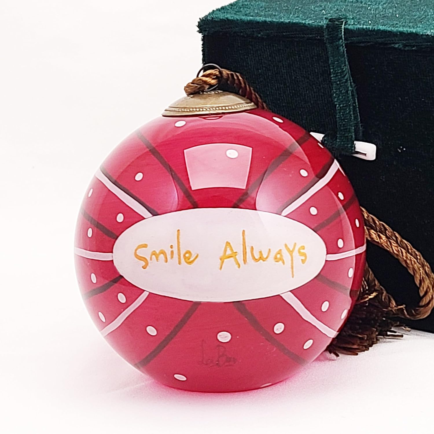 Handmade Painted Glass Ornament with Premium Gift Box Unique Cat Design Collectible