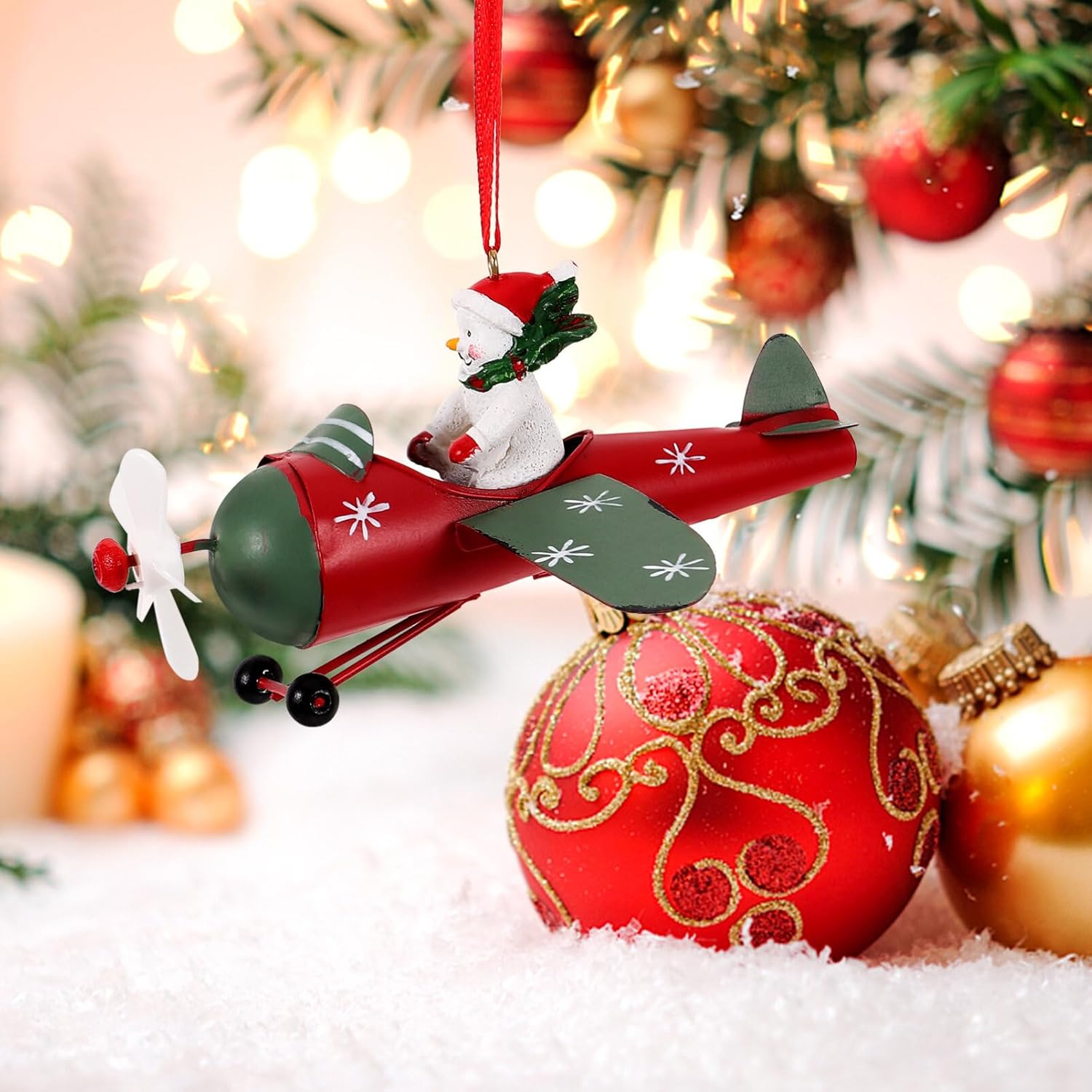 PRETYZOOM Funny Santa Airplane Ornament Christmas Tree Decoration