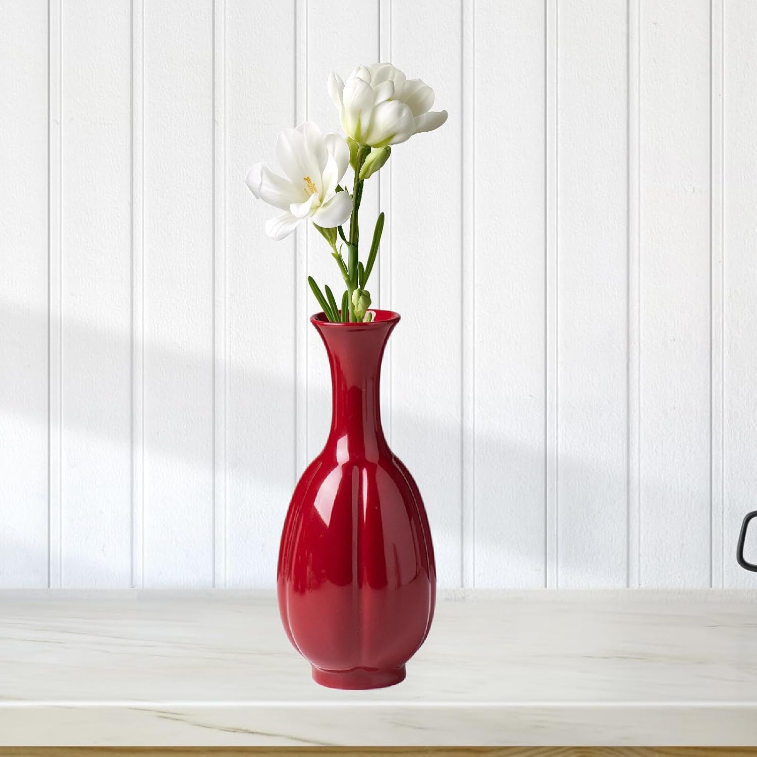 Red Ceramic Vase Farmhouse Pitcher Decorative Vase