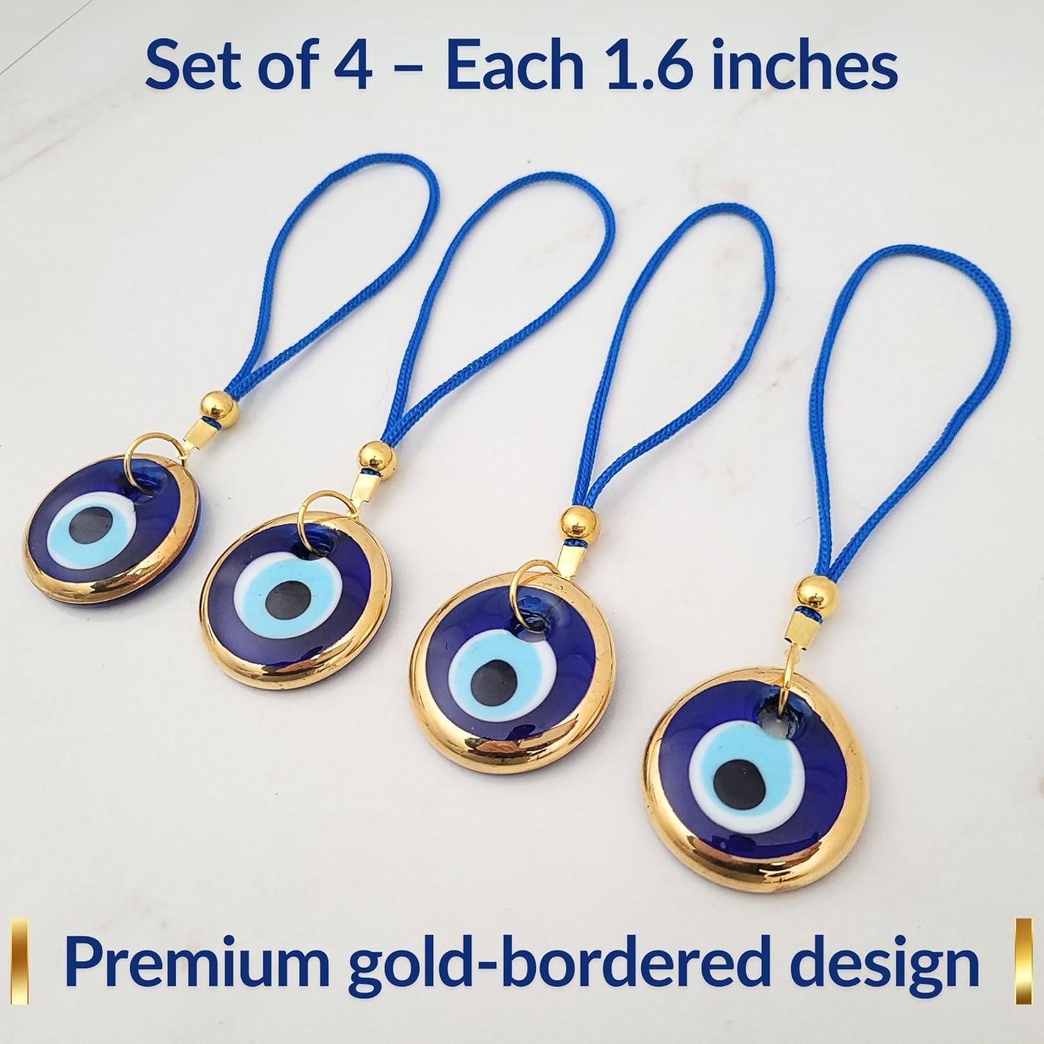 Evil Eye Car Hanging Gold Ornament Set of 4