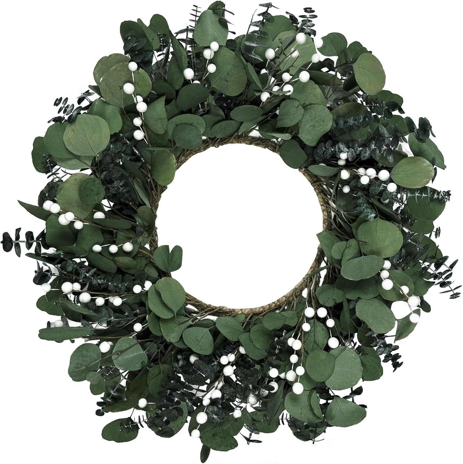 24 Inch Preserved Eucalyptus Wreath Green Decor