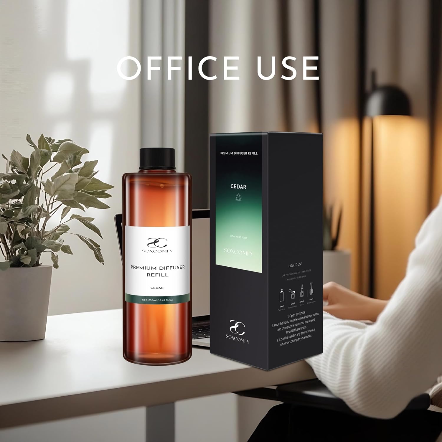 SOXCOMFY Cedar Diffuser Oil 845 Floz Luxury Home Fragrance