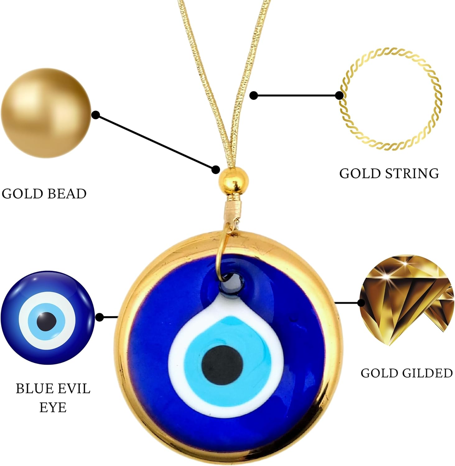 Turkish Evil Eye Gold Decor Ornament 28 Inch