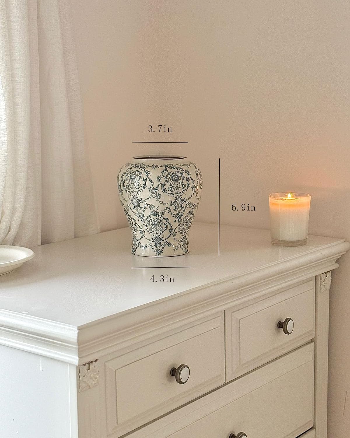 Vintage Chinoiserie Ginger Jar Ceramic Vase