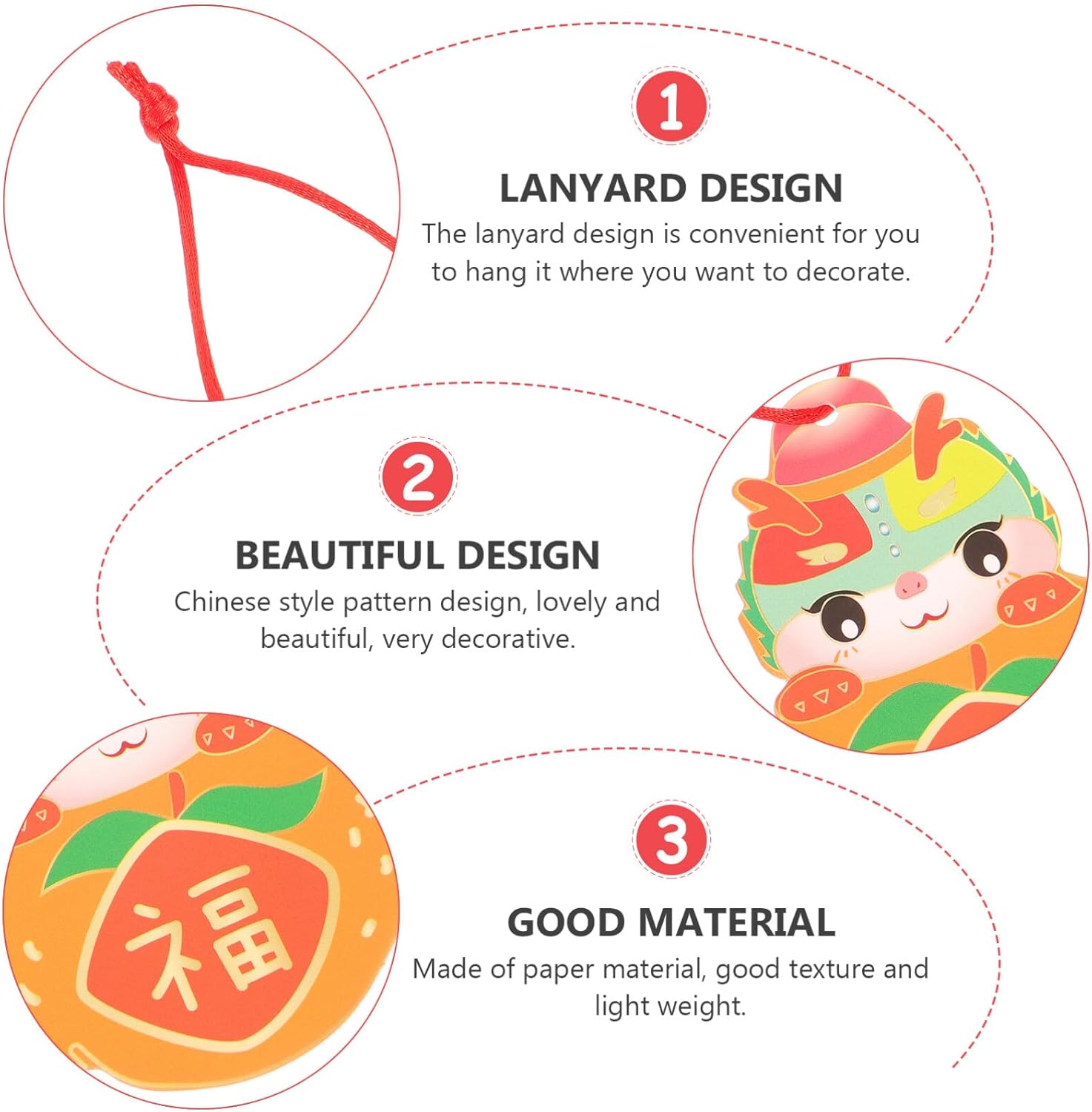 6pcs Chinese Hanging Ornaments for Festive Spring Festival Decor