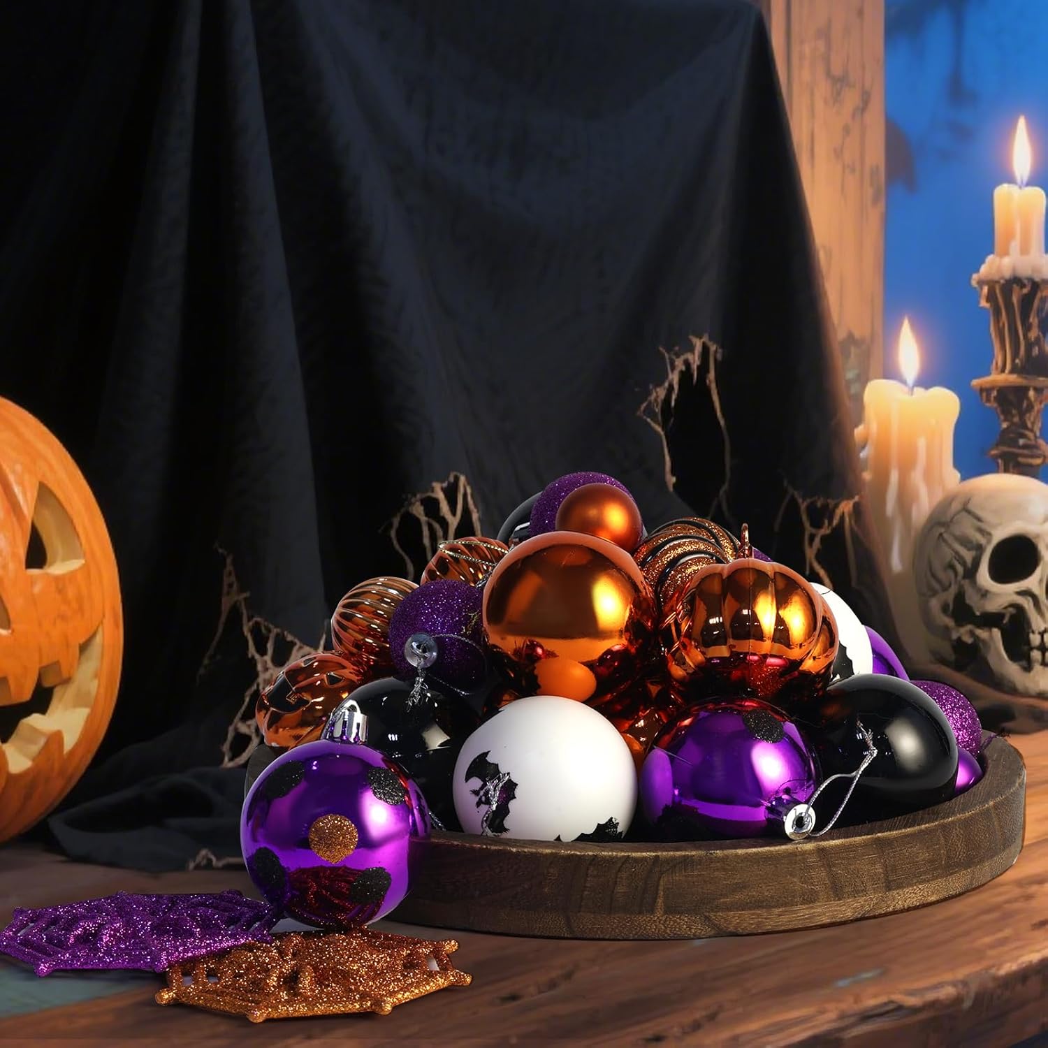 Fruasio Halloween Ornaments 61PCS Shatterproof Set