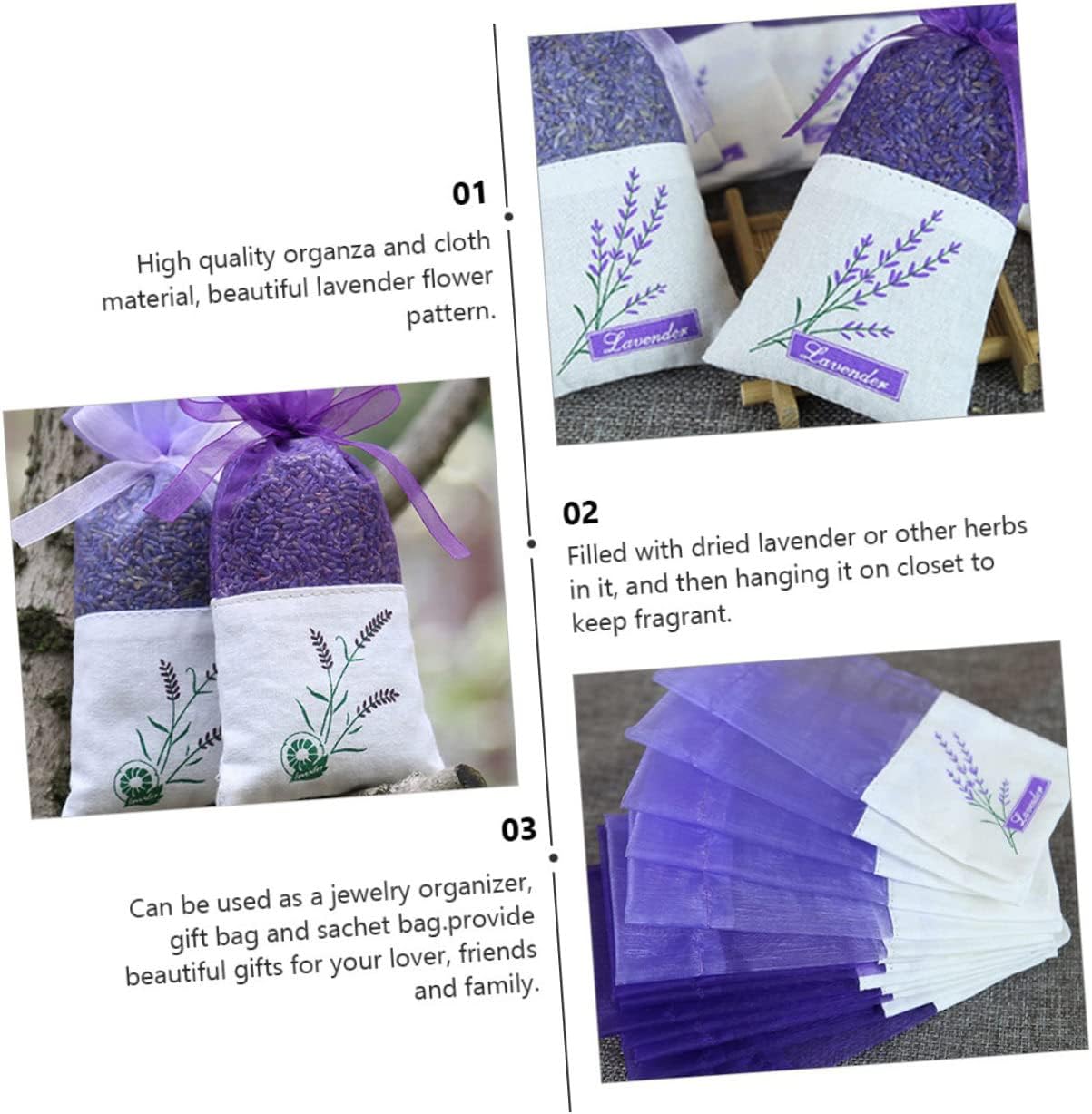 Homoyoyo 22Pcs Lavender Sachet Bags Aromatic Air Freshener for Wardrobe and Drawers
